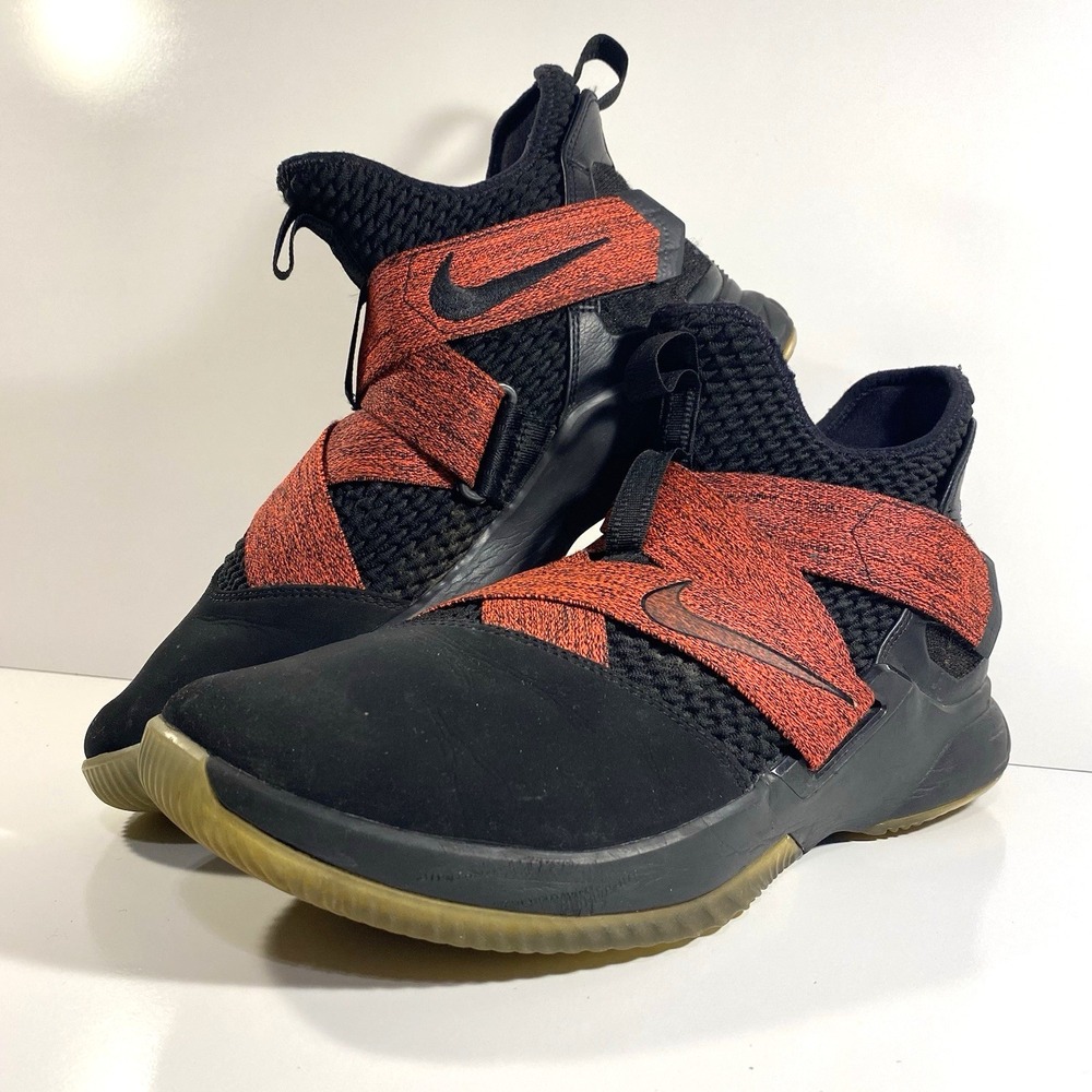 Nike Mens Size 12 Lebron Soldier XII 12 Basketball Shoes Black Red AO2609-003